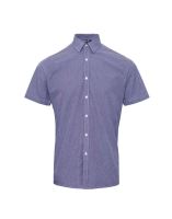 MEN'S SHORT SLEEVE GINGHAM COTTON MICROCHECK SHIRT Navy/White