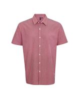 MEN'S SHORT SLEEVE GINGHAM COTTON MICROCHECK SHIRT Red/White