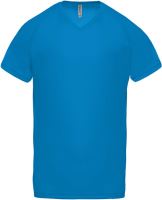 MEN’S V-NECK SHORT SLEEVE SPORTS T-SHIRT Aqua Blue