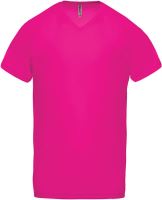 MEN’S V-NECK SHORT SLEEVE SPORTS T-SHIRT Fuchsia