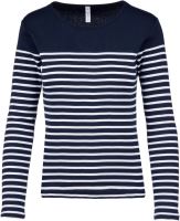 NŐI HOSSZÚ UJJÚ BRETON CSÍKOS FELSŐ Striped Navy/White