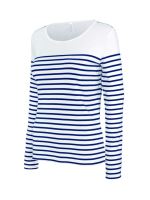 NŐI HOSSZÚ UJJÚ BRETON CSÍKOS FELSŐ Striped White/Navy