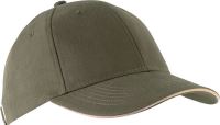 ORLANDO - OEKOTEX CERTIFIED 6 PANEL CAP Olive Green/Beige