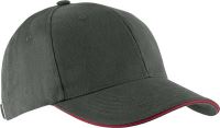 ORLANDO - OEKOTEX CERTIFIED 6 PANEL CAP Slate Grey/Red