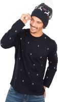 WINTER BEANIE WITH REINDEER DESIGN Natural/Night Navy