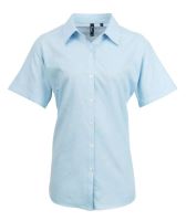 WOMEN'S SHORT SLEEVE SIGNATURE OXFORD BLOUSE Light Blue